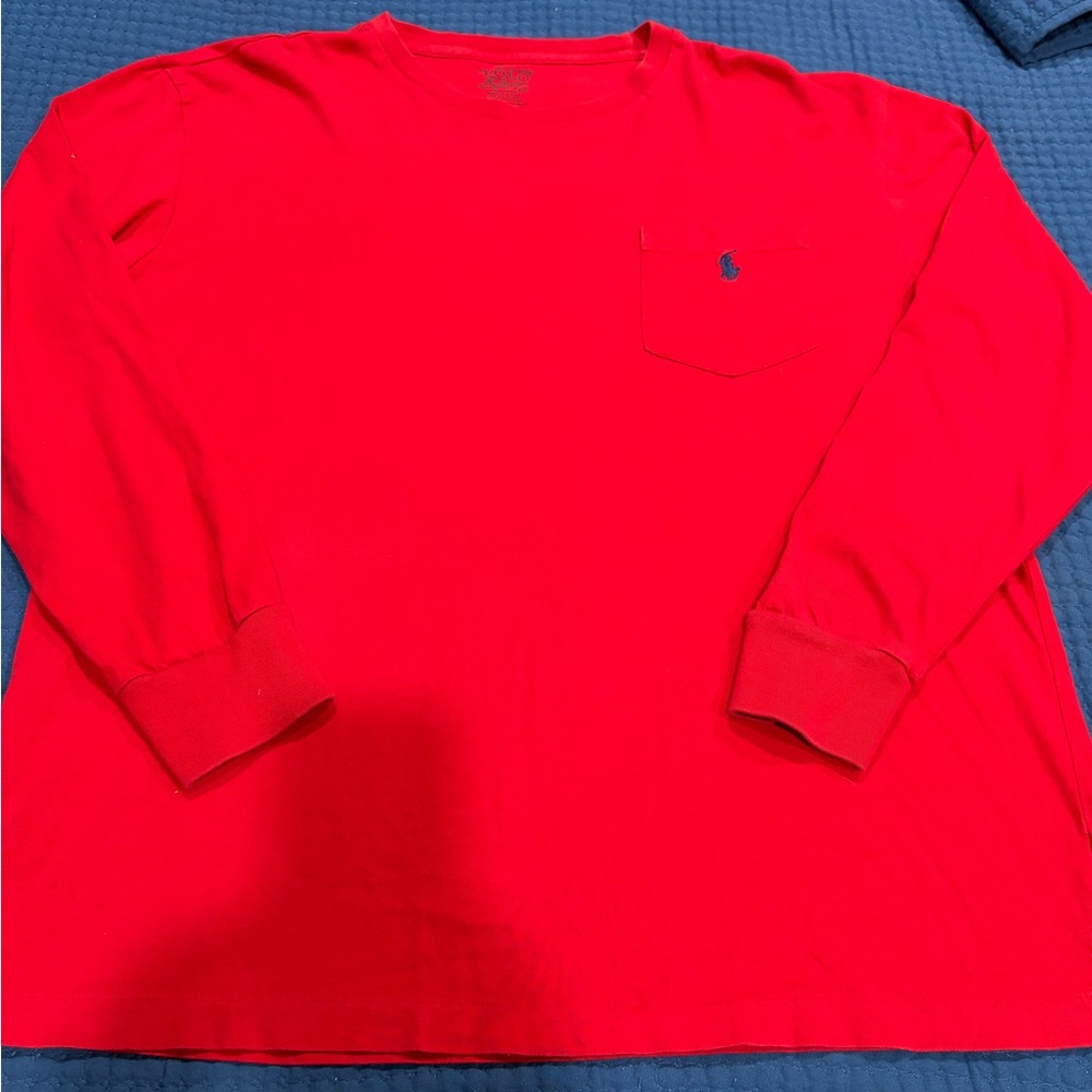 Men’s Polo Ralph Lauren RED Long Sleeve Shirt -USED GOOD CONDITION (M)